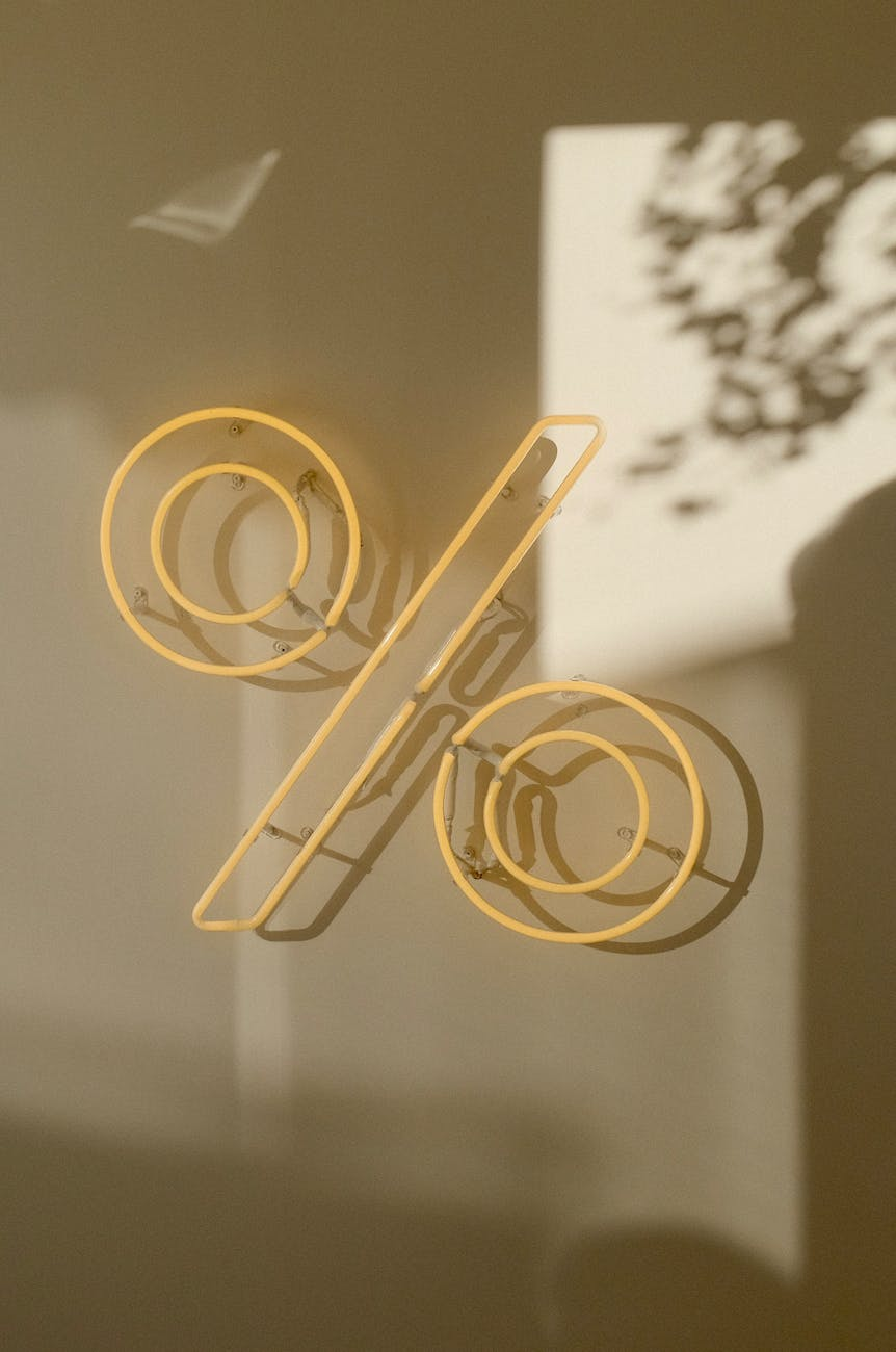 minimalistic yellow neon percentage sign art
